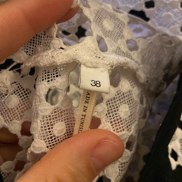 Sandro Paris Lace Trim Midi Dress in Black and White - Picture 14 of 15